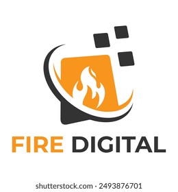 Fire Digital Technology Logo Design