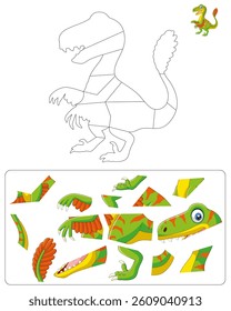 fire dinosaur jigsaw puzzle printable art craft logic puzzle pieces for kids