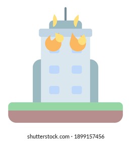 fire disaster in the building using soft color and flat style