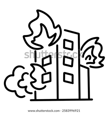 fire disaster icon illustration, black and white style, for emergency natural disaster