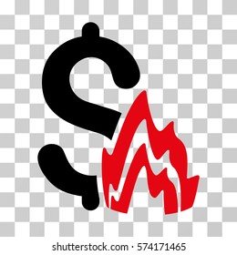 Fire Disaster icon. Vector illustration style is flat iconic bicolor symbol, intensive red and black colors, transparent background. Designed for web and software interfaces.