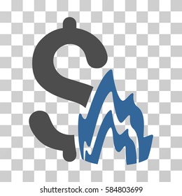 Fire Disaster icon. Vector illustration style is flat iconic bicolor symbol, cobalt and gray colors, transparent background. Designed for web and software interfaces.