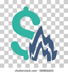 Fire Disaster icon. Vector illustration style is flat iconic bicolor symbol, cobalt and cyan colors, transparent background. Designed for web and software interfaces.