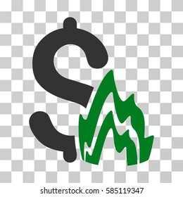 Fire Disaster icon. Vector illustration style is flat iconic bicolor symbol, green and gray colors, transparent background. Designed for web and software interfaces.