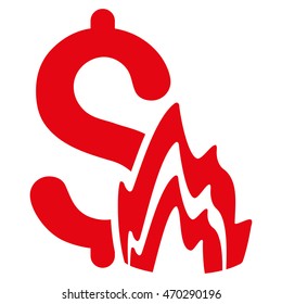 Fire Disaster icon. Vector style is flat iconic symbol with rounded angles, red color, white background.