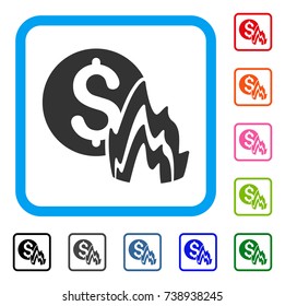 Fire Disaster Price icon. Flat grey iconic symbol in a light blue rounded squared frame. Black, gray, green, blue, red, orange color additional versions of Fire Disaster Price vector.