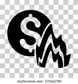 Fire Disaster Price icon. Vector illustration style is flat iconic symbol, black color, transparent background. Designed for web and software interfaces.