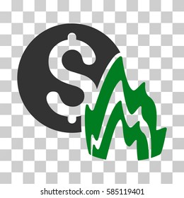 Fire Disaster Price icon. Vector illustration style is flat iconic bicolor symbol, green and gray colors, transparent background. Designed for web and software interfaces.