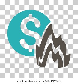 Fire Disaster Price icon. Vector illustration style is flat iconic bicolor symbol, grey and cyan colors, transparent background. Designed for web and software interfaces.