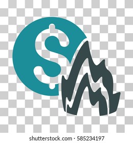 Fire Disaster Price icon. Vector illustration style is flat iconic bicolor symbol, soft blue colors, transparent background. Designed for web and software interfaces.