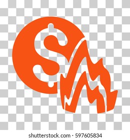 Fire Disaster Price icon. Vector illustration style is flat iconic symbol, orange color, transparent background. Designed for web and software interfaces.