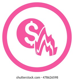 Fire Disaster Price rounded icon. Vector illustration style is flat iconic symbol, pink color, white background.