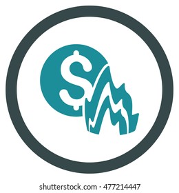 Fire Disaster Price vector bicolor rounded icon. Image style is a flat icon symbol inside a circle, soft blue colors, white background.