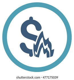 Fire Disaster vector bicolor rounded icon. Image style is a flat icon symbol inside a circle, cyan and blue colors, white background.