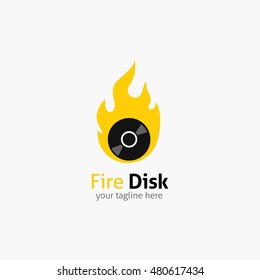Fire Disk logo design template. Graphic design easy editable for Your design. Vector Illustration