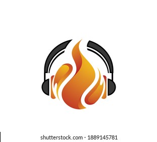 fire dj icon logo design template