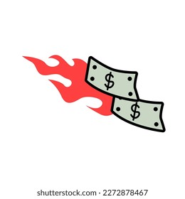 Fire Dollar Patch V58 Patch Streetwear, Urban Design Black and Green Colors Patch Commercial Use