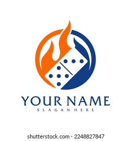 Fire Domino logo vector template, Creative Domino logo design concepts
