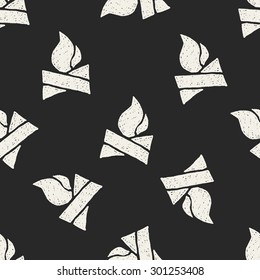 fire doodle seamless pattern background