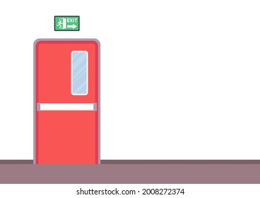 Fire door cartoon vector. Exit door vector. free space for text. wallpaper. background.
