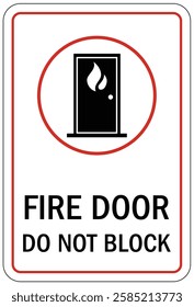 Fire door do not block warning sign