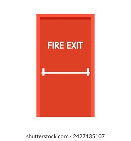 Vector de puerta de fuego. Vector de dibujos animados de alarma de incendio. Sistema de alarma de incendios. Equipo contra incendios. Ilustración vectorial en estilo plano. Salida.