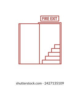 Fire door vector. Fire alarm cartoon vector. Fire alarm system. Fire equipment. Vector illustration in flat style. Exit door.