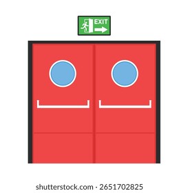 Fire door vector. Fire alarm cartoon vector. Fire alarm system. Fire equipment. Vector illustration in flat style. Exit door.