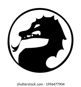 fire dragon in circle silhouette design

