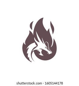 Fire Dragon Head Logo Vector