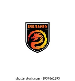 concepto del logo del dragón de fuego. ilustración de dragón con color de gradiente moderno
