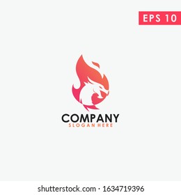 Fire Of Dragon Logo Design Vector Template. Modern Design. Dragon Logo. Vector Illustration