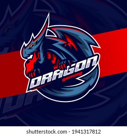 fire dragon mascot character for gaming esport logo design