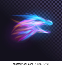 Fire dragon on a transparent background, flame, glowing head of monster