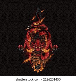 Fire dragon vector illustration. Can be used as a t-shirt design, poster printing, etc.