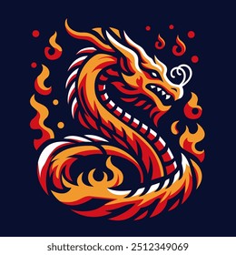 fire dragon vector illustration fantastic