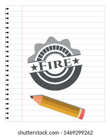 Fire draw (pencil strokes). Vector Illustration. Detailed.