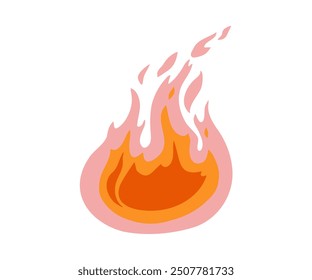 El fuego se dibuja en un estilo plano. Ilustración vectorial dibujada a mano.