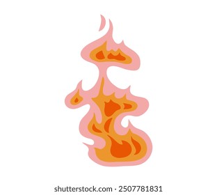 El fuego se dibuja en un estilo plano. Ilustración vectorial dibujada a mano.