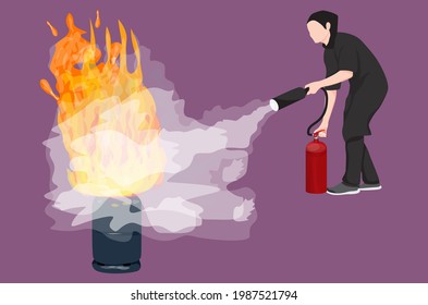 Fire drill from gas cylinders vector design