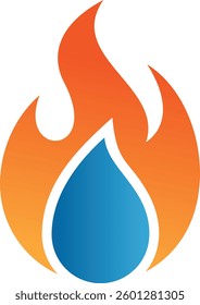 fire drop of water with a fire flame inside logo