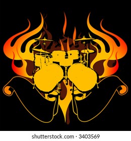 Fire Drums Graffiti Banner.