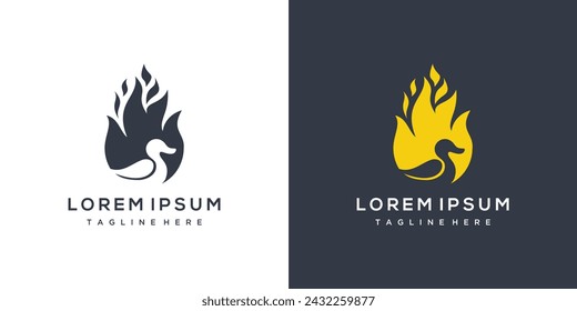  fire and duck logo vector icon. combined fire and duck logo design template elements