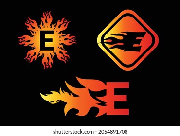 Fire E Letter Logo And Icon Design Template
