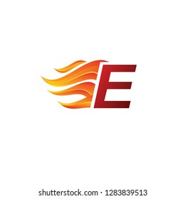 Fire E Letter Logo On White Background