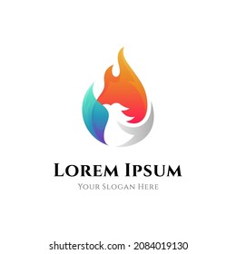 Fire eagle creative logo design template in gradient colors style