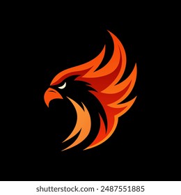 Fire eagle head negative space logo