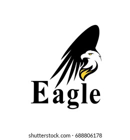 Fire eagle icon. Symbol of eagle hawk predator for sport team mascot, company badge, guard service, hunting club label 