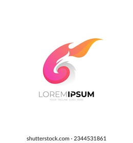 Fire eagle logo design illustration, Eagle comet logos