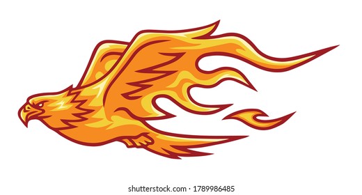 Fire Eagle Phoenix Falcon Head Flame Logo Vector Template Design